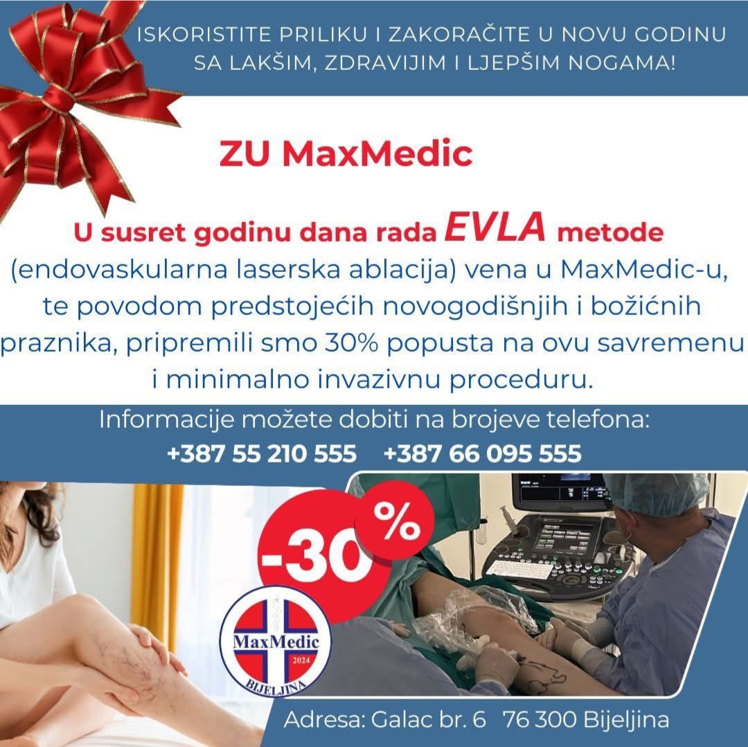 MaxMedic Bijeljina: Riješite problem proširenih vena EVLA metodom uz 30% popusta 