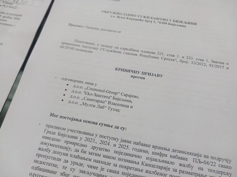Gradonačelnik Bijeljine podnio krivičnu prijavu zbog opstrukcije tendera za dezinsekciju (FOTO)