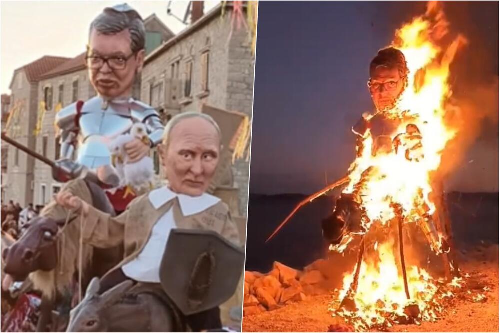 Na maskenbalu u Hrvatskoj spaljene lutke sa likom Vučića i Putina (VIDEO)