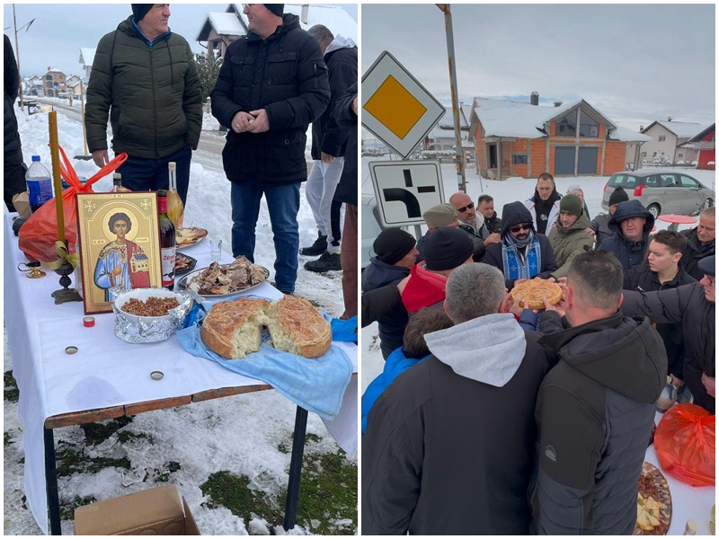Mještani Koviljuša proslavili 9. januar, kolač lomili na ulici: “Kad su mogli naši očevi u rovu, možemo i mi” (FOTO)