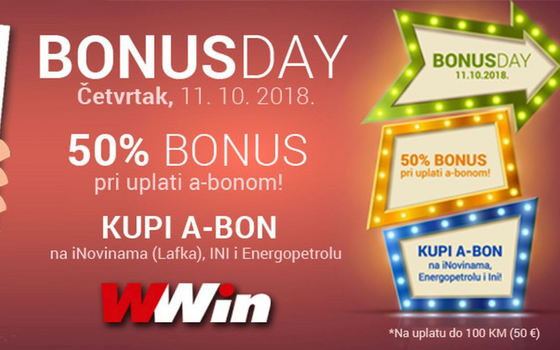 Uplati na WWin putem A-bona i ostvari bonus 50 posto na uplatu