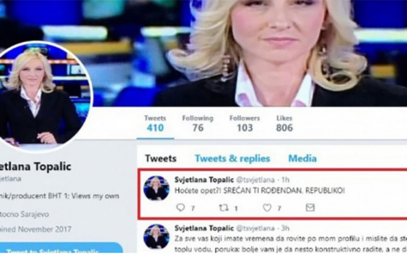 Urednici BHRT prijećeno smrću zbog tvita na Dan Republike