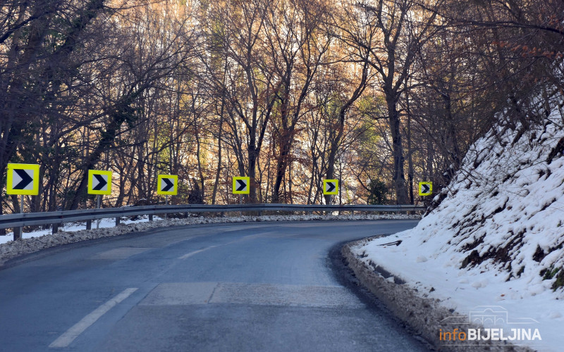 Oprez zbog snijeg na kolovozima u višim predjelima