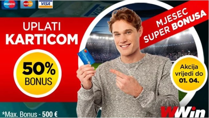 Mjesec Super Bonusa - 50% bonusa na sve uplate karticama (Maestro, Master, VISA)