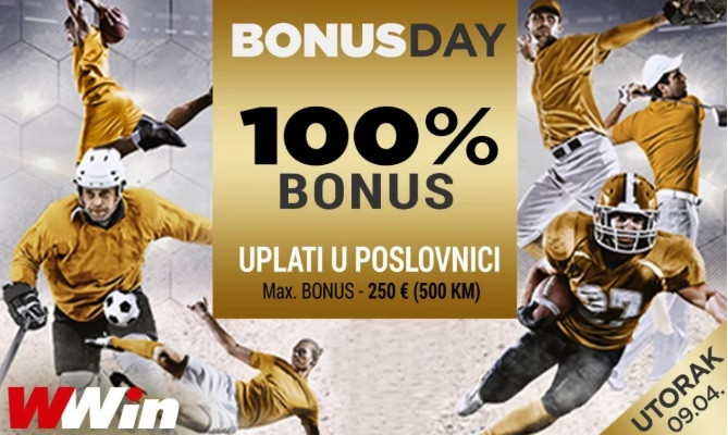Bonus day u poslovnicama WWin - 100% bonusa na sve uplate danas