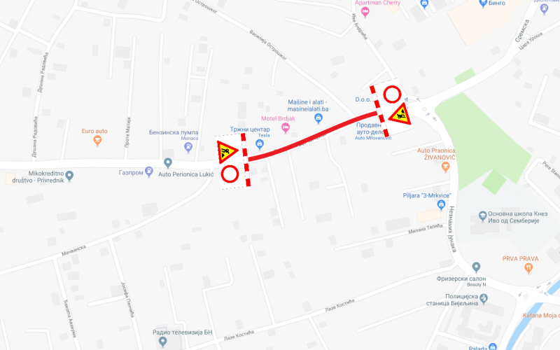 Zabrana saobraćaja u dijelu Ulice Stefana Dečanskog