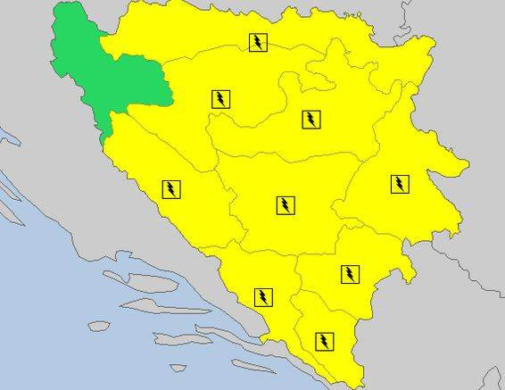 Objavljeno žuto upozorenje za BiH