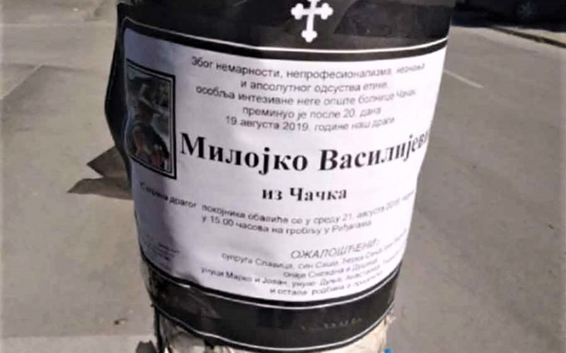 Za smrt djeda krive bolnicu i to jasno istakli na POSMRTNICI