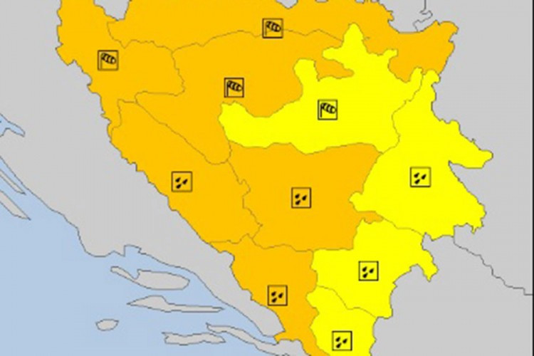 U BiH na snazi narandžasti meteoalarm zbog najavljenog nevremena