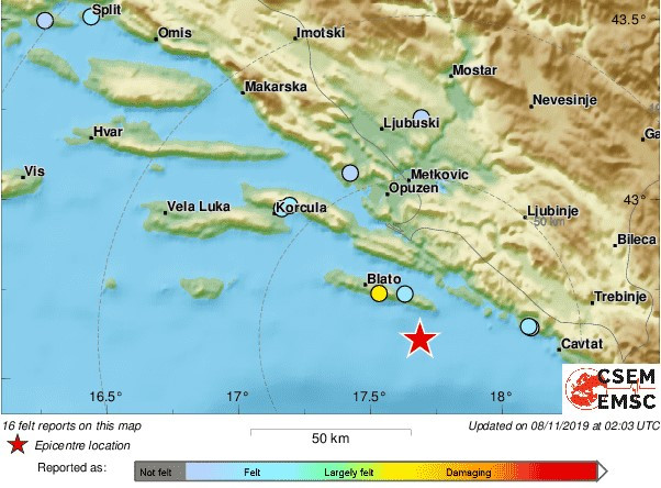 Ponovo se trese region: Snažan zemljotres pogodio Dubrovnik