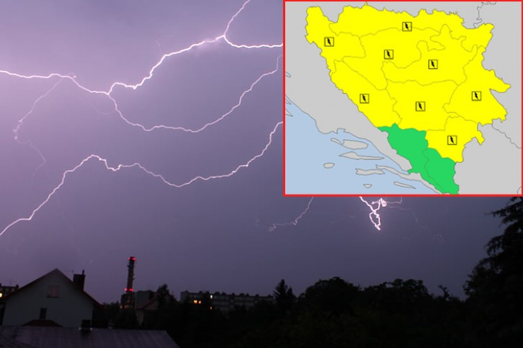 Meteoalarm za veći dio BiH