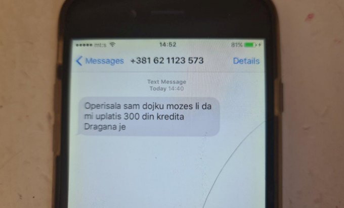 SMS prevara: Operisala sam dojku, možeš li mi dopuniti račun