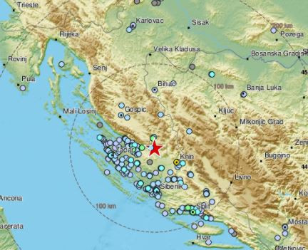 POTRES SE OSJETIO I U BiH Zemljotres jačine 4,2 stepena između Splita i Zadra