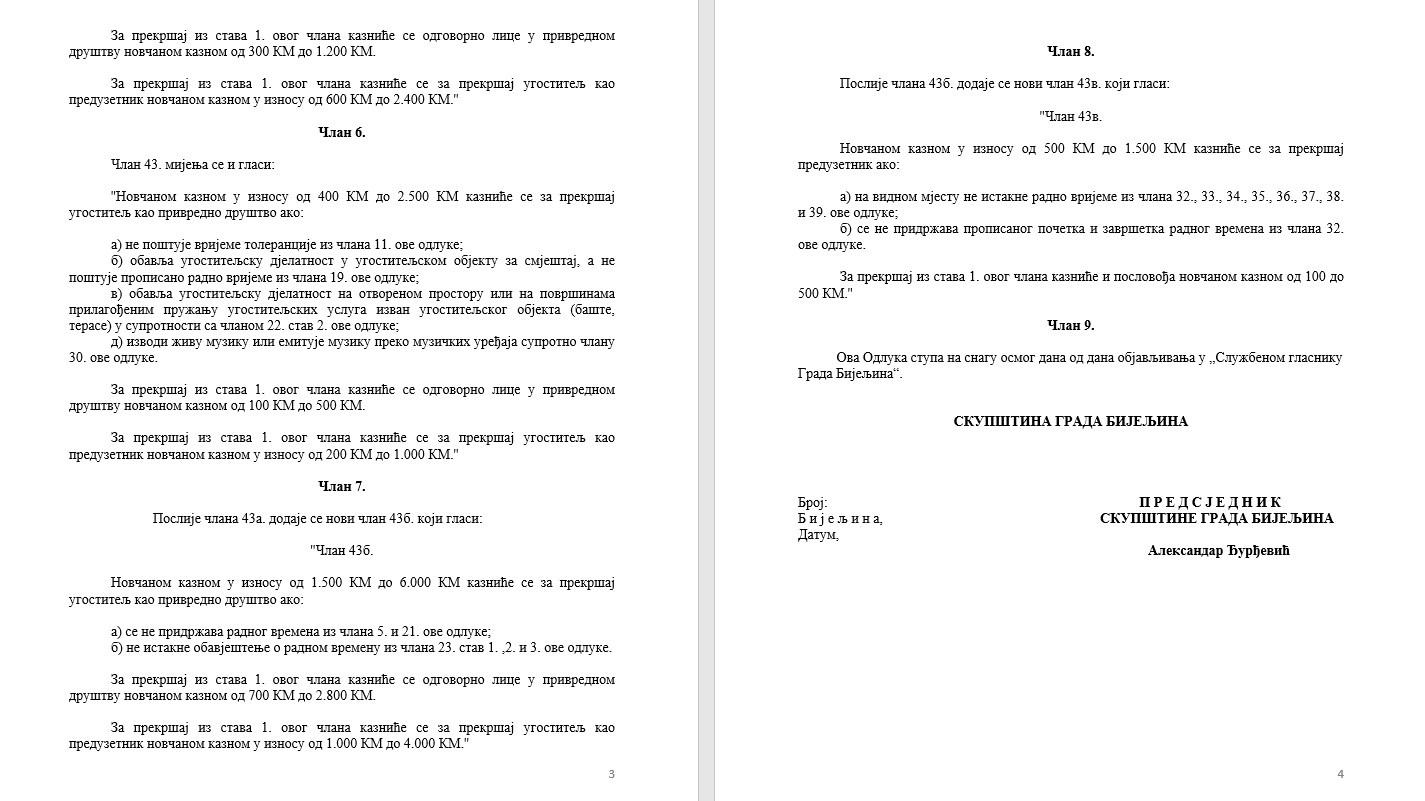 Šta donosi prijedlog odluke o zabrani rada nedjeljom u Bijeljini? (DOKUMENT)