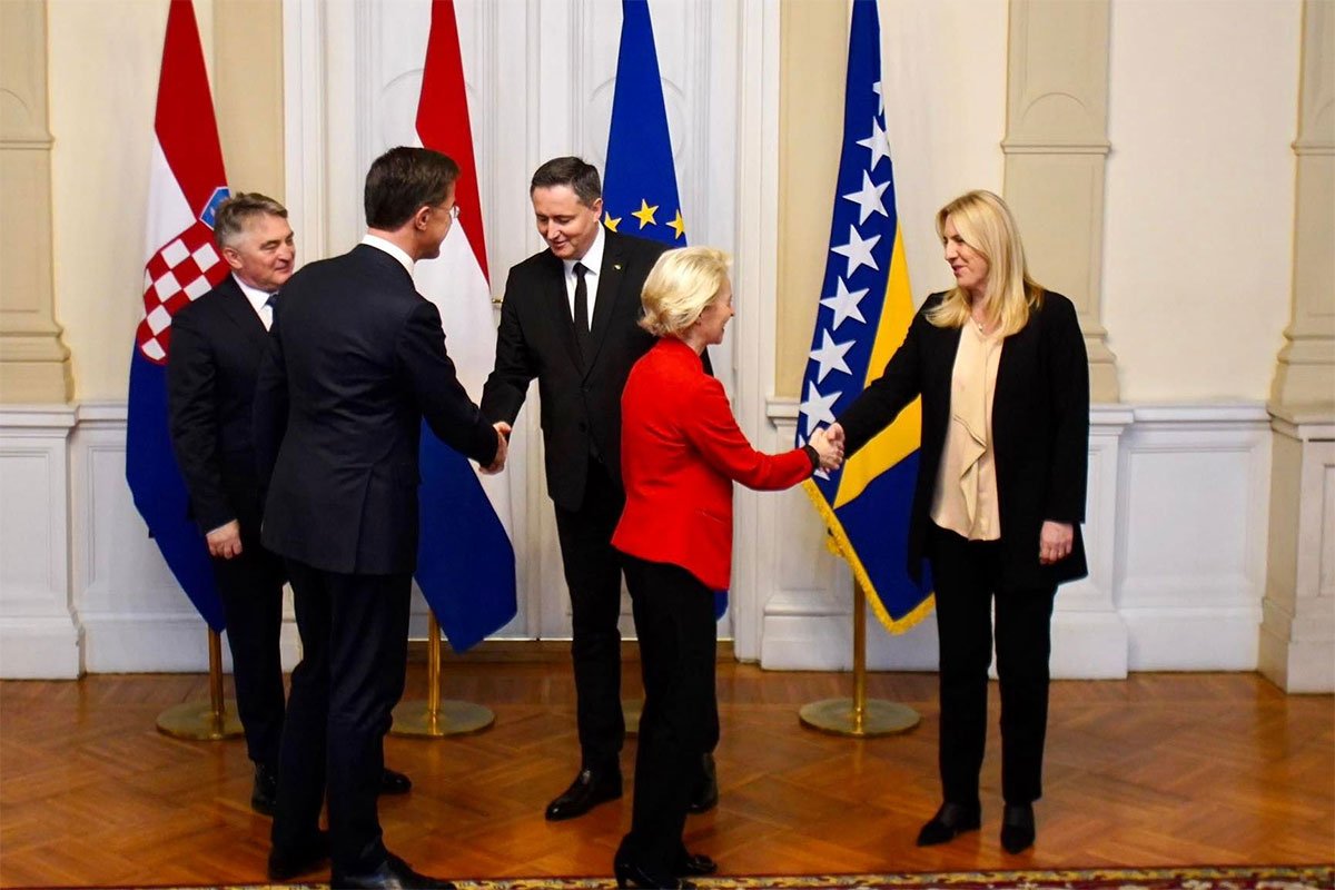 Fon der Lejen i Mark Rute stigli u Predsjedništvo BiH, Plenković otkazao dolazak