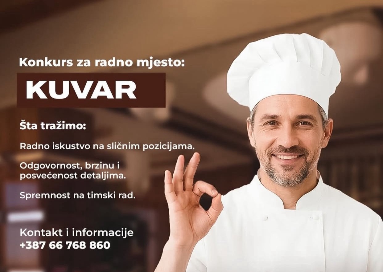 Šansa za posao: L’Opera Bijeljina zapošljava kuvara (FOTO)