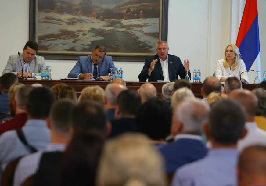 Krcata sala Vlade RS: Više od 100 direktora i rukovodilaca na sastanku kod Viškovića (FOTO)