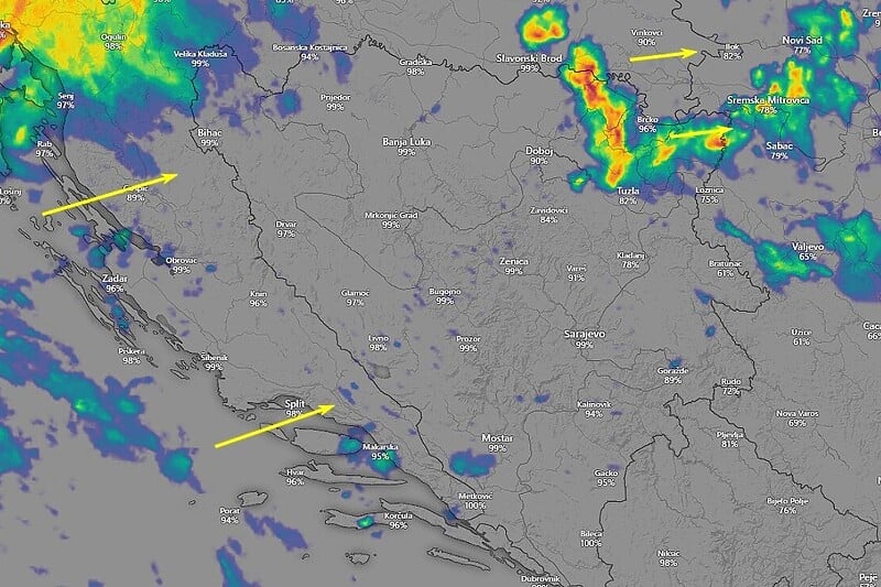 U BiH stižu pljuskovi, ponegdje i led: “Uz rijeku Savu može biti nevremena”