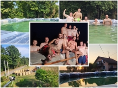 Snalažljivi Semberci pronašli spas od žege: Bazen napravili od bala sijena (FOTO)