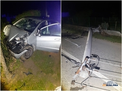 Udes kod Bijeljine: Pijani vozač autom srušio banderu, dio sela ostao bez struje (FOTO)