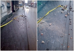 Bijeljina: Fasada se obrušila sa zgrade, trotoar ograđen trakom (FOTO)