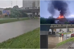 Snažno nevrijeme u Karlovcu: Grom zapalio kuću, automobili "plivaju" u vodi (VIDEO)