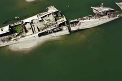 NAJNIŽI NIVO DUNAVA U POSLENJIH STO GODINA Izronile olupine njemačkih brodova iz Drugog svjetskog rata