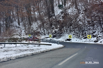 Mjestimična poledica na kolovozima, u višim predjelima snijeg