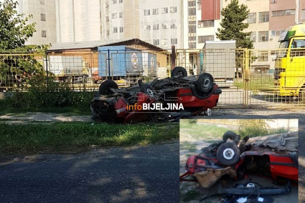 Bijeljina: U saobraćajnoj nezgodi golf smrskan, vozač ostao nepovrijeđen