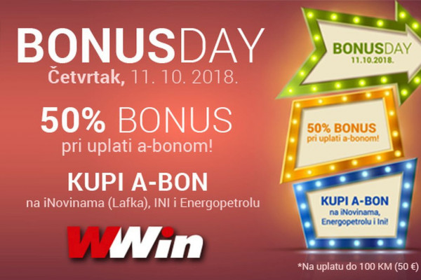Uplati na WWin putem A-bona i ostvari bonus 50 posto na uplatu