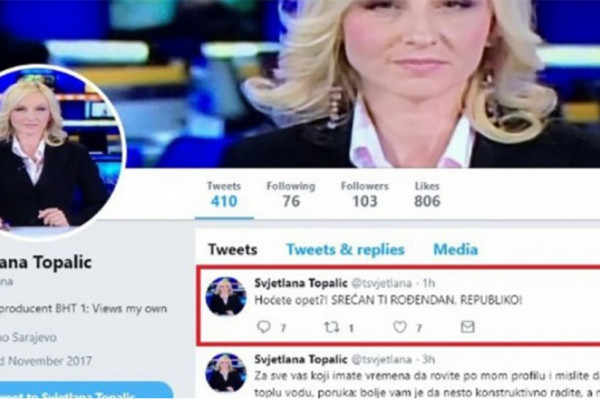 Svjetlana Topalić smijenjena zbog čestitke za Dan Republike