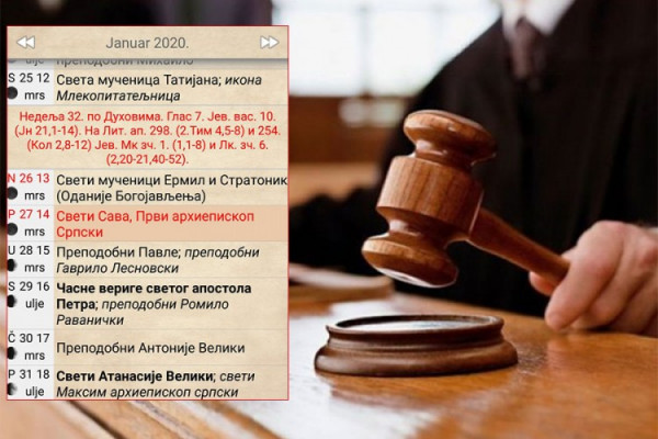 Odbio da dođe na sud na crveno slovo, sudiji poslao crkveni kalendar