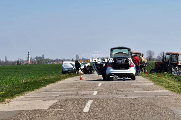 Saobraćajna nezgoda na putu Bijeljina - Popovi, uviđaj u toku