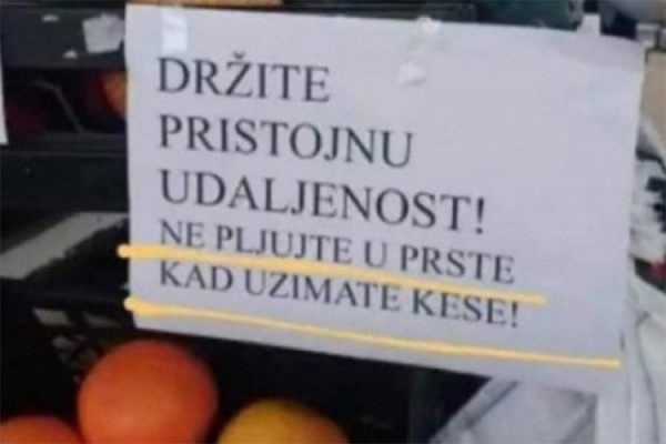 Mjera protiv korone u marketu: "Ne pljujte u prste kada uzimate kese"