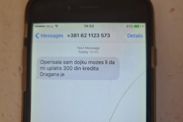 SMS prevara: Operisala sam dojku, možeš li mi dopuniti račun