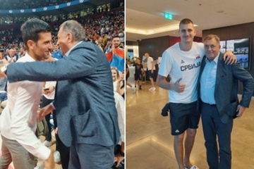 Dodik sa Đokovićem i Jokićem na utakmici